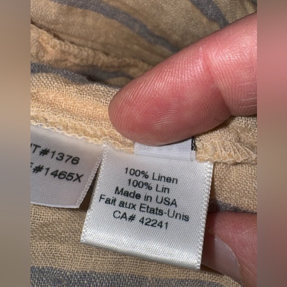 Stark X vintage beige blue striped 100% linen Joey top/ankle pant set M/XL - Picture 10 of 10